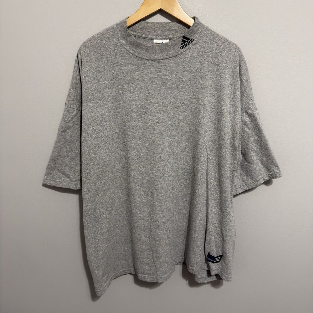 Vintage 00s Y2K Adidas T Shirt Gray Boxy Grunge Size 3XL USA Embroidered